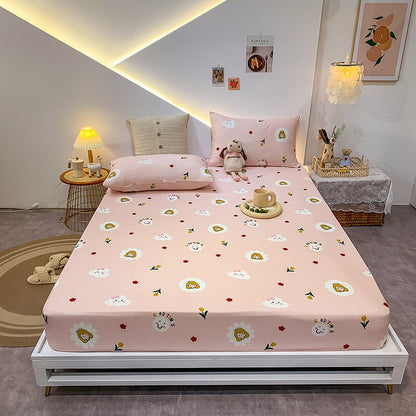 Cotton Elastic Bed Sheet Geometric Printed Fitted Sheet Elastic Bed Linen Mattress Cover Queen King Size bedding set Bedspread