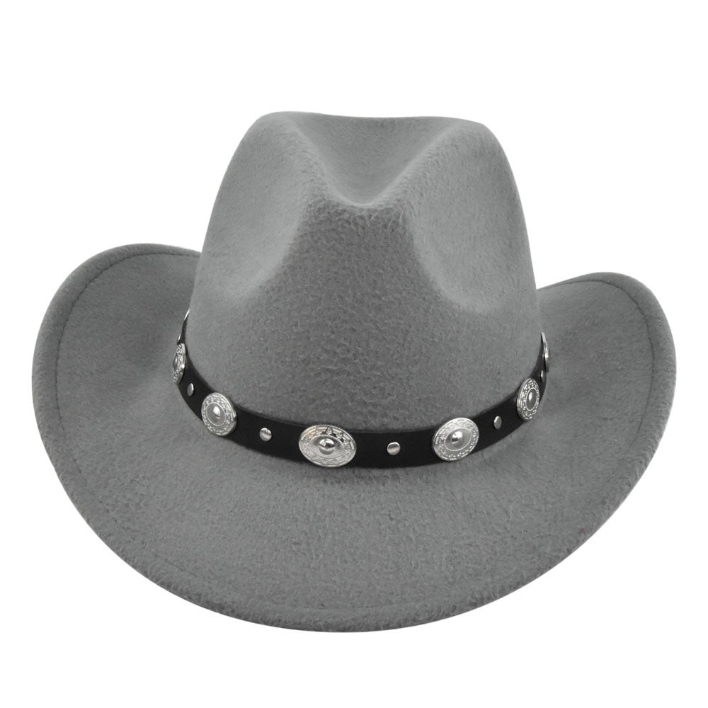 Classic Cowboy Hat Vintage Jazz Hat National Style Fur Top Hat Felt Hat Vintage Imitation Sheep Hat Cowboy Hat