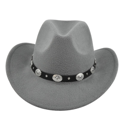 Classic Cowboy Hat Vintage Jazz Hat National Style Fur Top Hat Felt Hat Vintage Imitation Sheep Hat Cowboy Hat