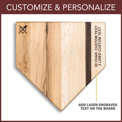 Home Plate" Cutting Board with Custom Text Engraving (12"x12")