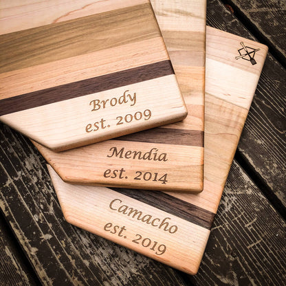 Home Plate" Cutting Board with Custom Text Engraving (12"x12")