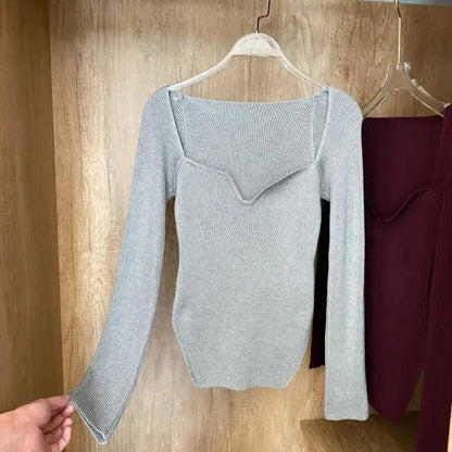 Trendy Square Collar Long Sleeve Woman's