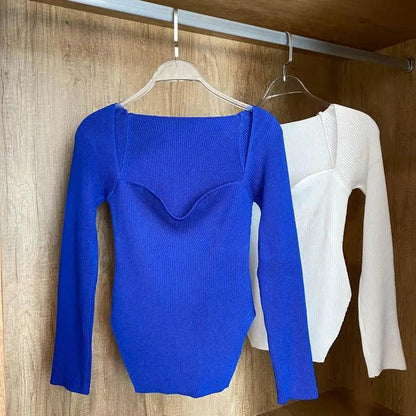 Trendy Square Collar Long Sleeve Woman's