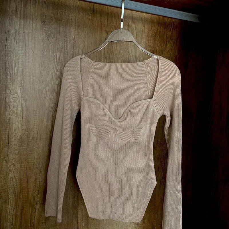 Trendy Square Collar Long Sleeve Woman's