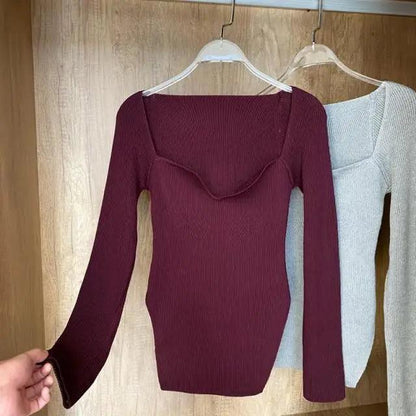 Trendy Square Collar Long Sleeve Woman's