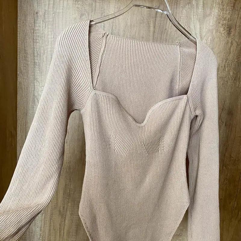Trendy Square Collar Long Sleeve Woman's