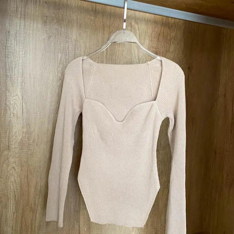 Trendy Square Collar Long Sleeve Woman's
