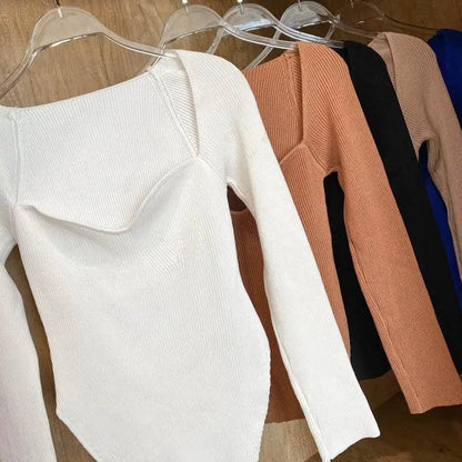 Trendy Square Collar Long Sleeve Woman's