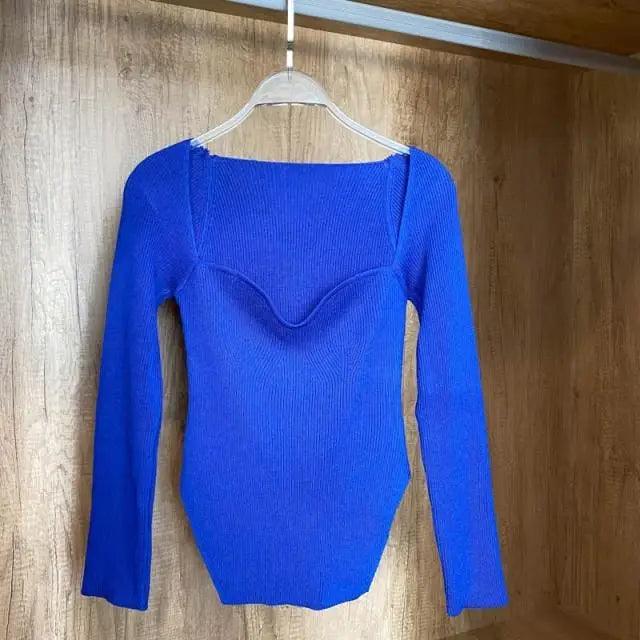 Trendy Square Collar Long Sleeve Woman's