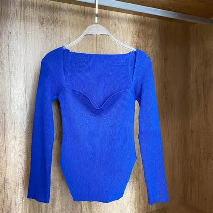 Trendy Square Collar Long Sleeve Woman's