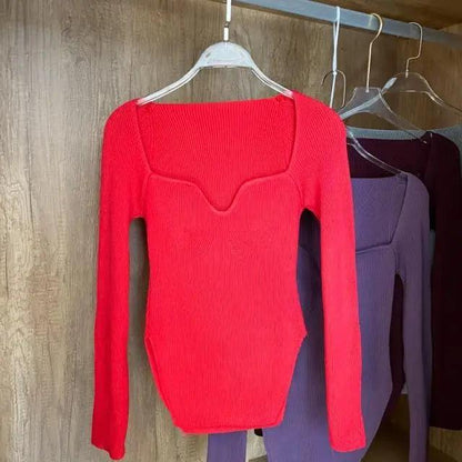 Trendy Square Collar Long Sleeve Woman's