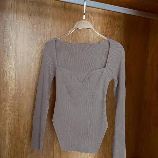 Trendy Square Collar Long Sleeve Woman's
