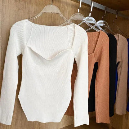 Trendy Square Collar Long Sleeve Woman's