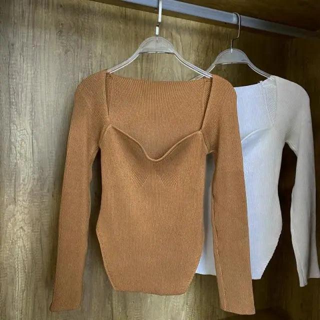 Trendy Square Collar Long Sleeve Woman's