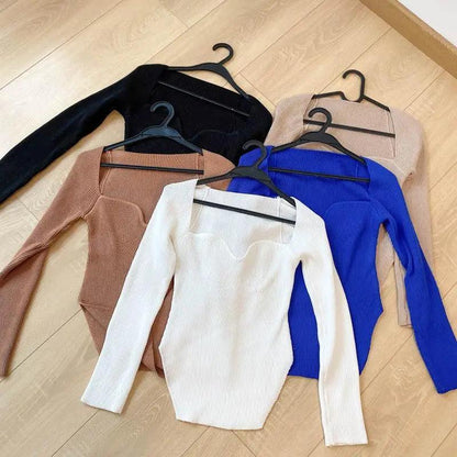 Trendy Square Collar Long Sleeve Woman's