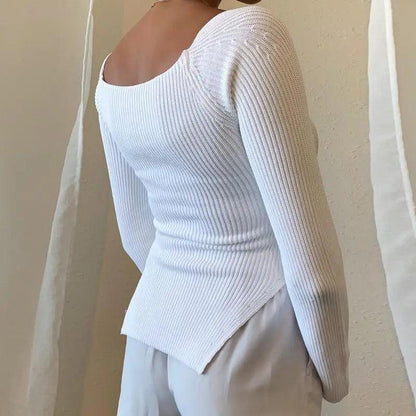 Trendy Square Collar Long Sleeve Woman's