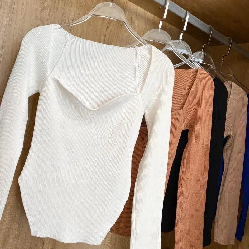 Trendy Square Collar Long Sleeve Woman's