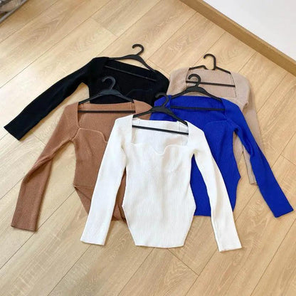 Trendy Square Collar Long Sleeve Woman's