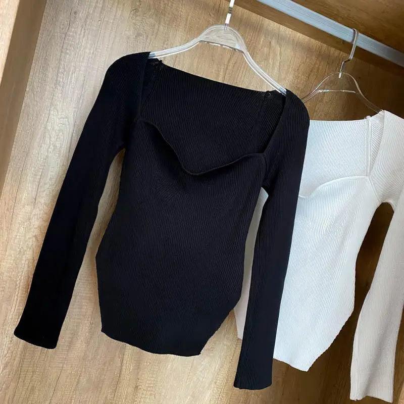 Trendy Square Collar Long Sleeve Woman's