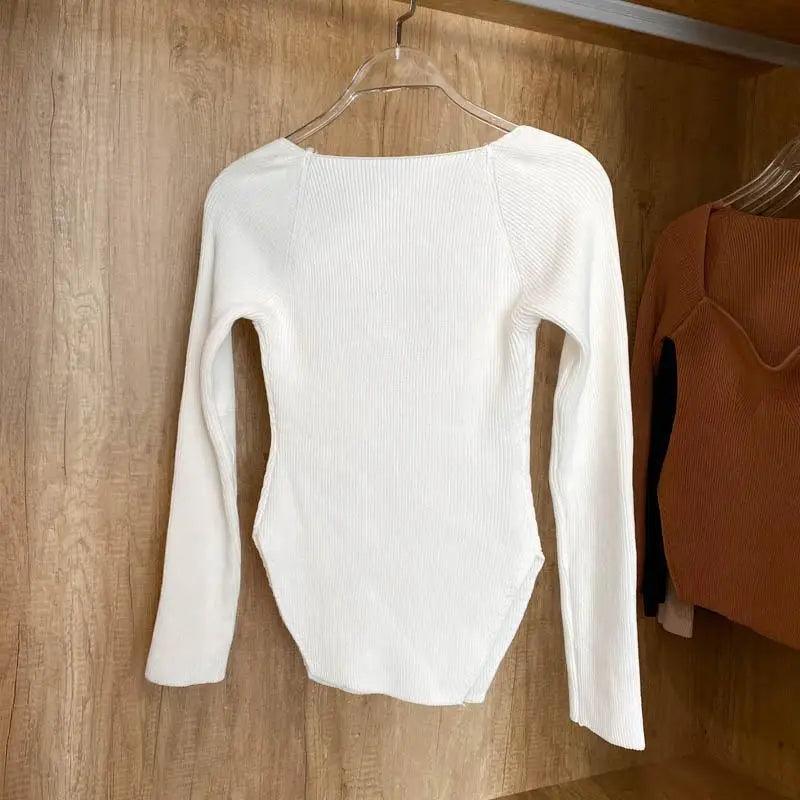 Trendy Square Collar Long Sleeve Woman's