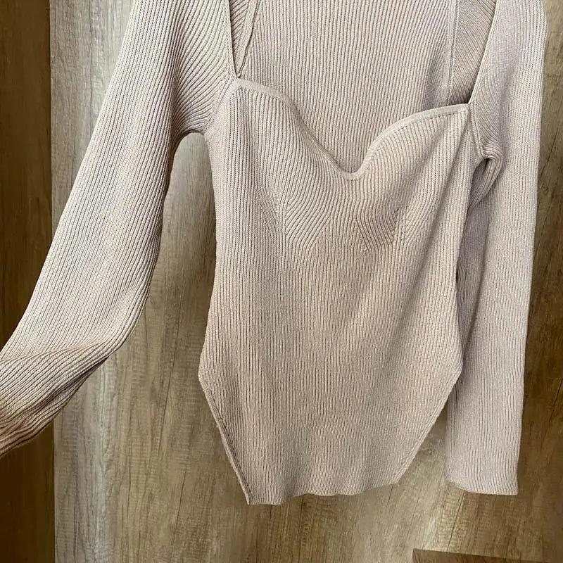 Trendy Square Collar Long Sleeve Woman's