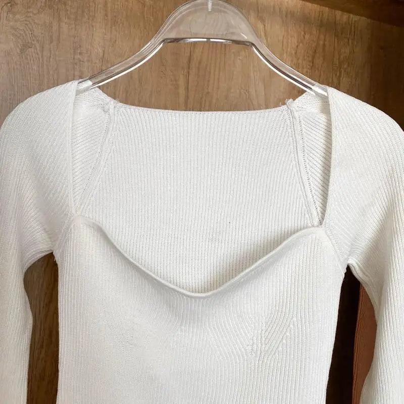 Trendy Square Collar Long Sleeve Woman's