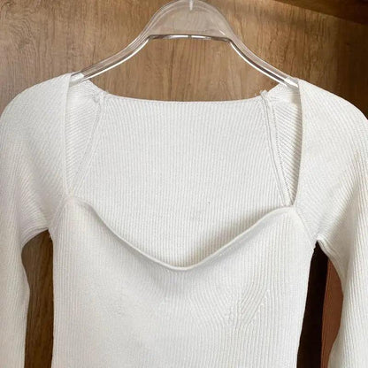 Trendy Square Collar Long Sleeve Woman's
