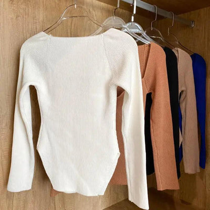 Trendy Square Collar Long Sleeve Woman's