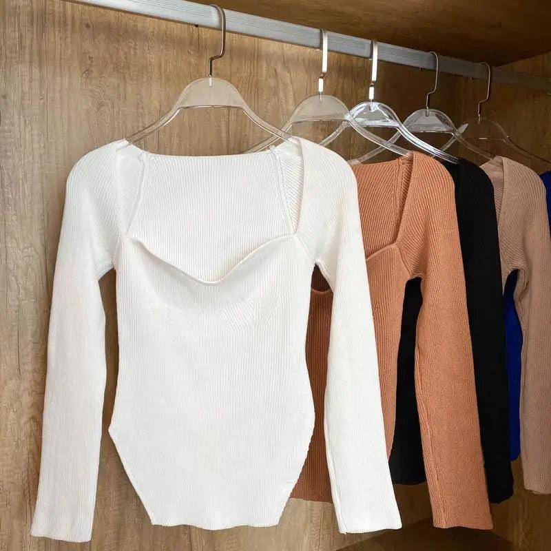Trendy Square Collar Long Sleeve Woman's