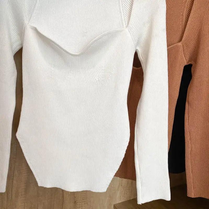 Trendy Square Collar Long Sleeve Woman's