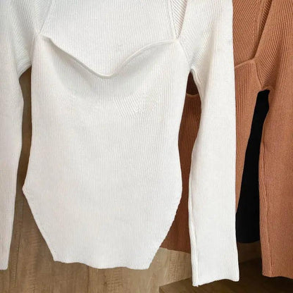 Trendy Square Collar Long Sleeve Woman's