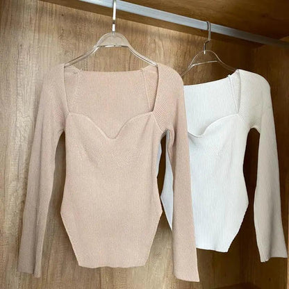 Trendy Square Collar Long Sleeve Woman's
