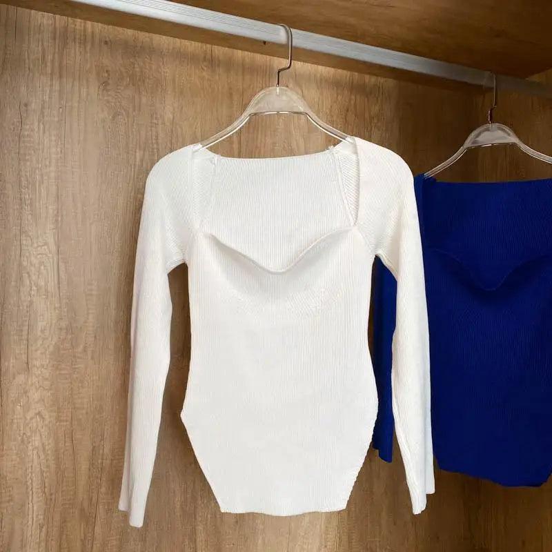 Trendy Square Collar Long Sleeve Woman's