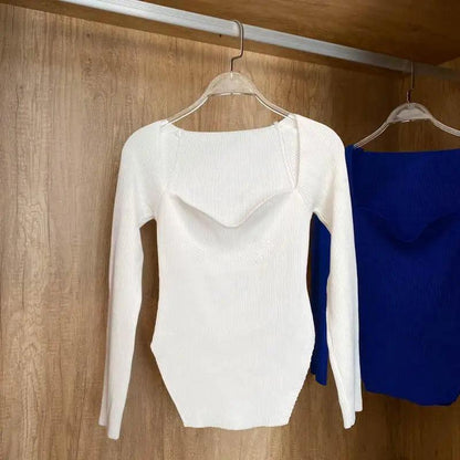 Trendy Square Collar Long Sleeve Woman's