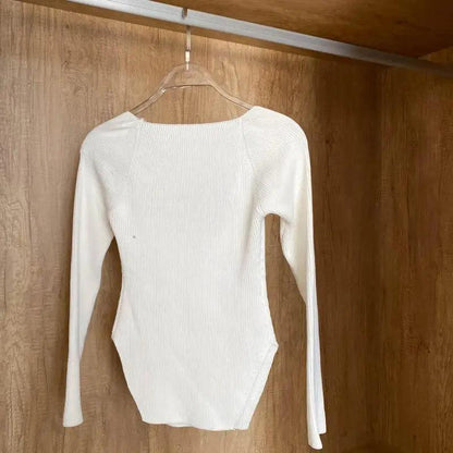 Trendy Square Collar Long Sleeve Woman's