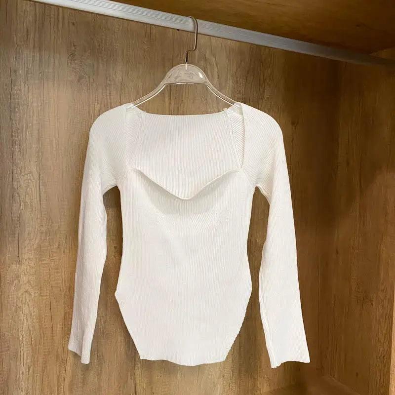 Trendy Square Collar Long Sleeve Woman's