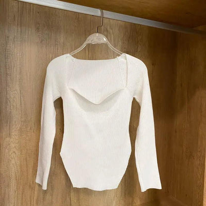 Trendy Square Collar Long Sleeve Woman's