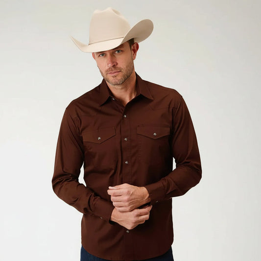 Roper Solid Poplin Snap - Mens Western Shirt
